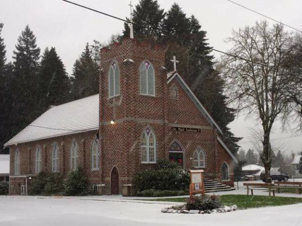 church in snow